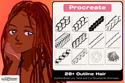 Procreate Outline Curl, Braid, Hair, a Brush Add-On by by Vegalia (Thumbnail 1 of 5)