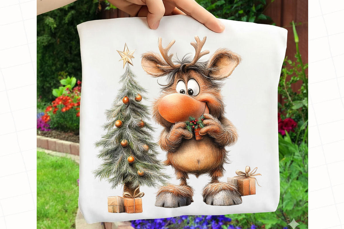 Quirky Christmas Reindeer Clipart, an Illustration by OK Design (Photo 3 of 7)