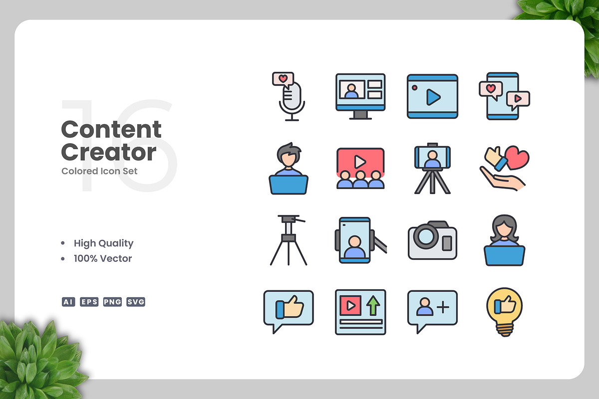 Content Creator 2 Colored Icons, an Icon by Upnowgraphic