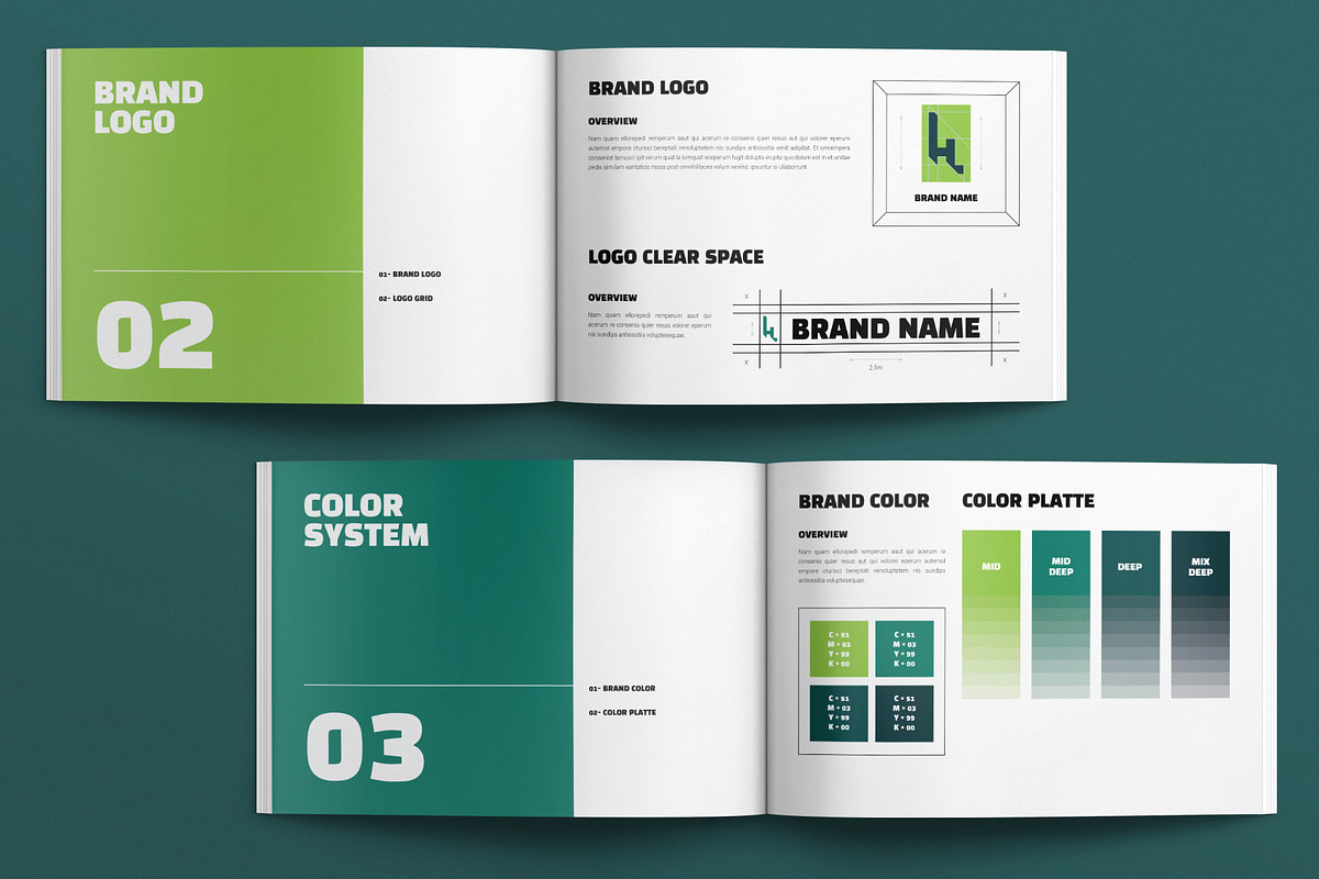 Brand Manual Template Landscape, a Brochure Template by E-Type