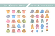 Baby Clothes Line Icons Color Fill, an Outline Icon by Vectorikart (Thumbnail 3 of 6)