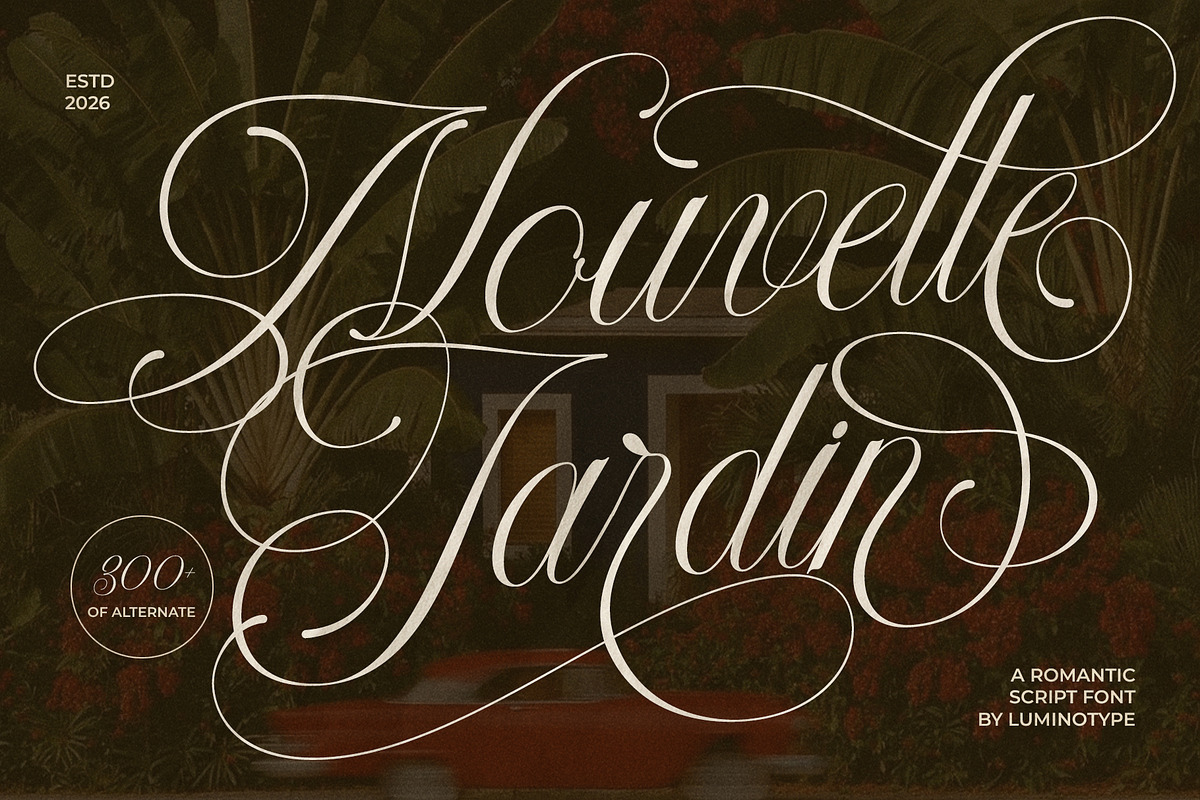 LT Nouvelle Jardin – Romantic Script, a Script Font by Luminotype (Photo 1 of 10)