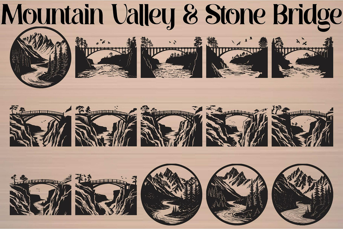 Mountain Valley Landscape SVG Bundle, an Object Graphic by Designer_Momina (Photo 16 of 16)