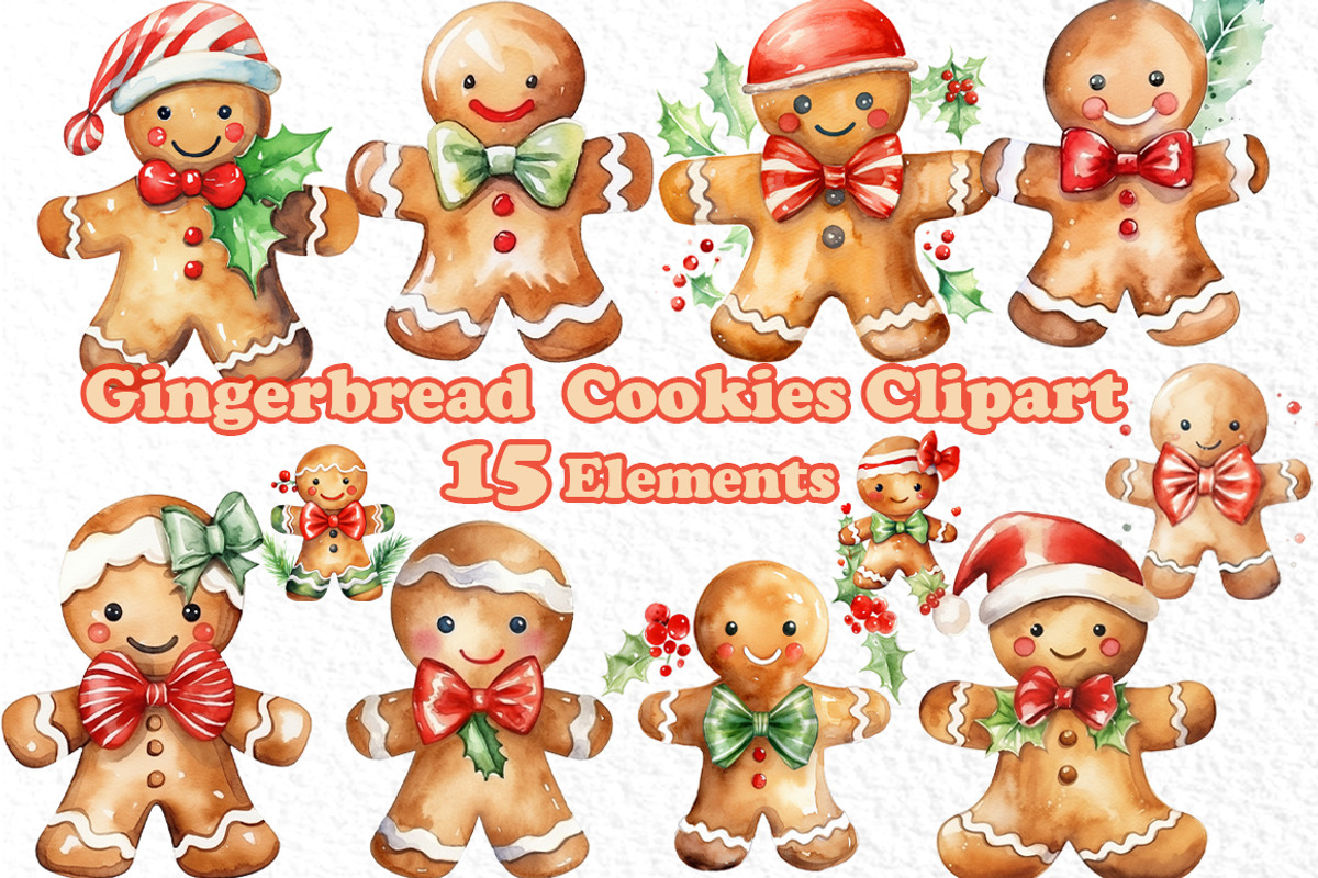 Gingerbread Cookies Clipart Xmas, a Seasonal Illustration by vivastarkids (Photo 1 of 4)
