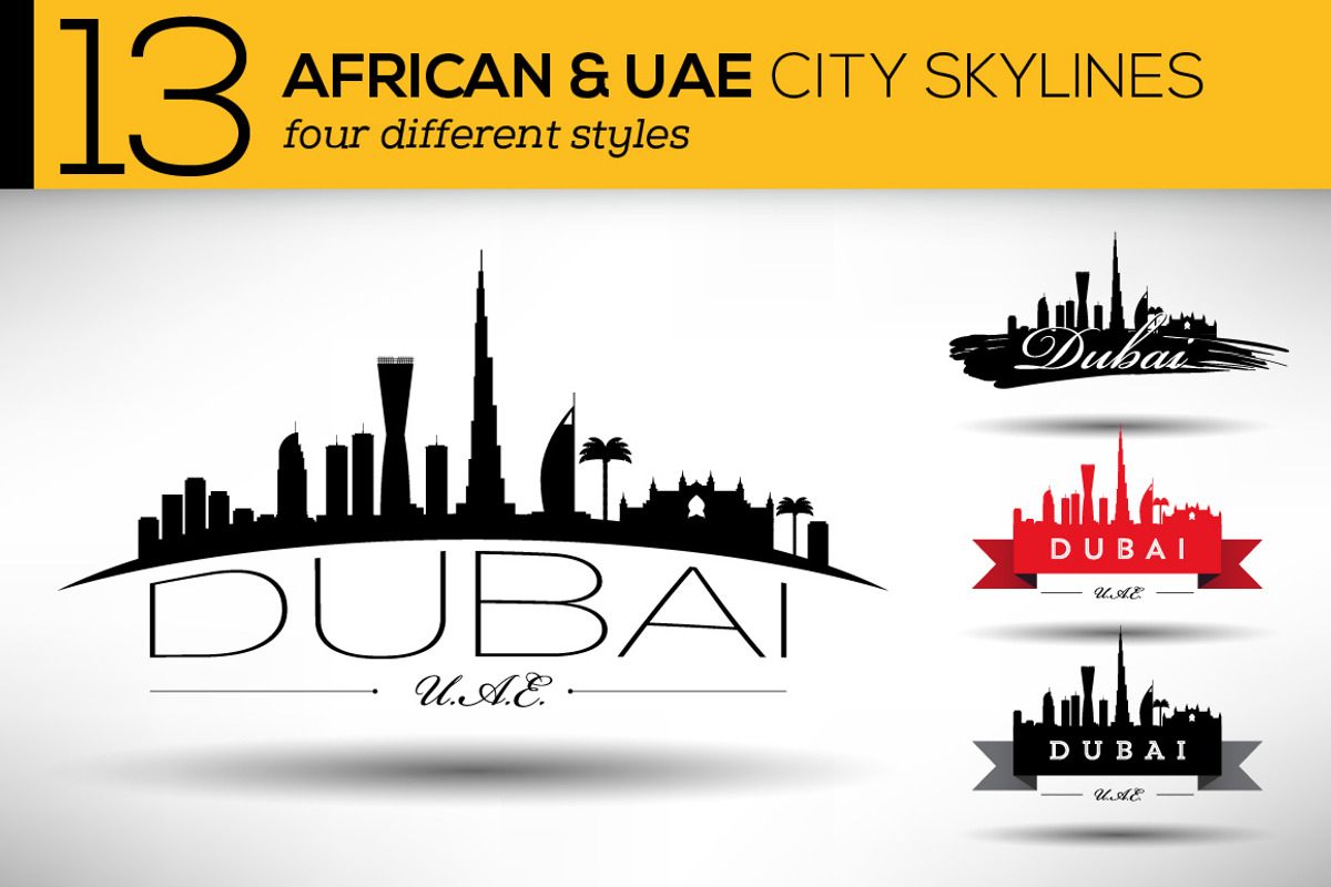 13 African & UAE City Skylines, an Outline Icon by Kursat Unsal (Photo 1 of 2)