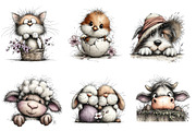 Peeking Easter Animals Clipart, an Illustration by Dream Creation (Thumbnail 2 of 7)