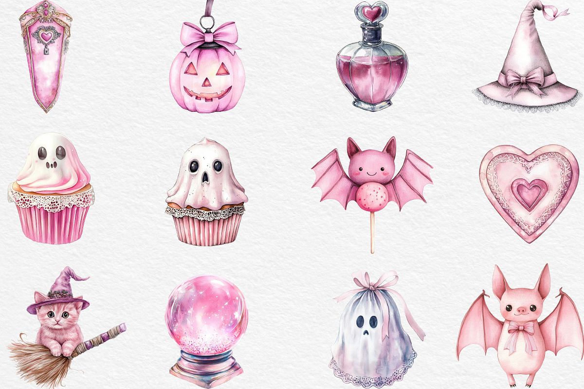 Pink Coquette Halloween Clipart, an Illustration by Black Bird Studio (Photo 5 of 6)