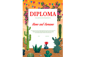 Education Diploma With Cactuses