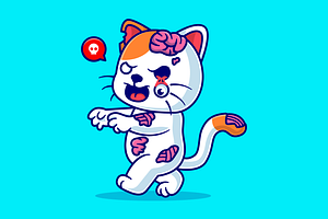 Cute Cat Zombie Cartoon, an Animal Illustration by Catalyst Labs