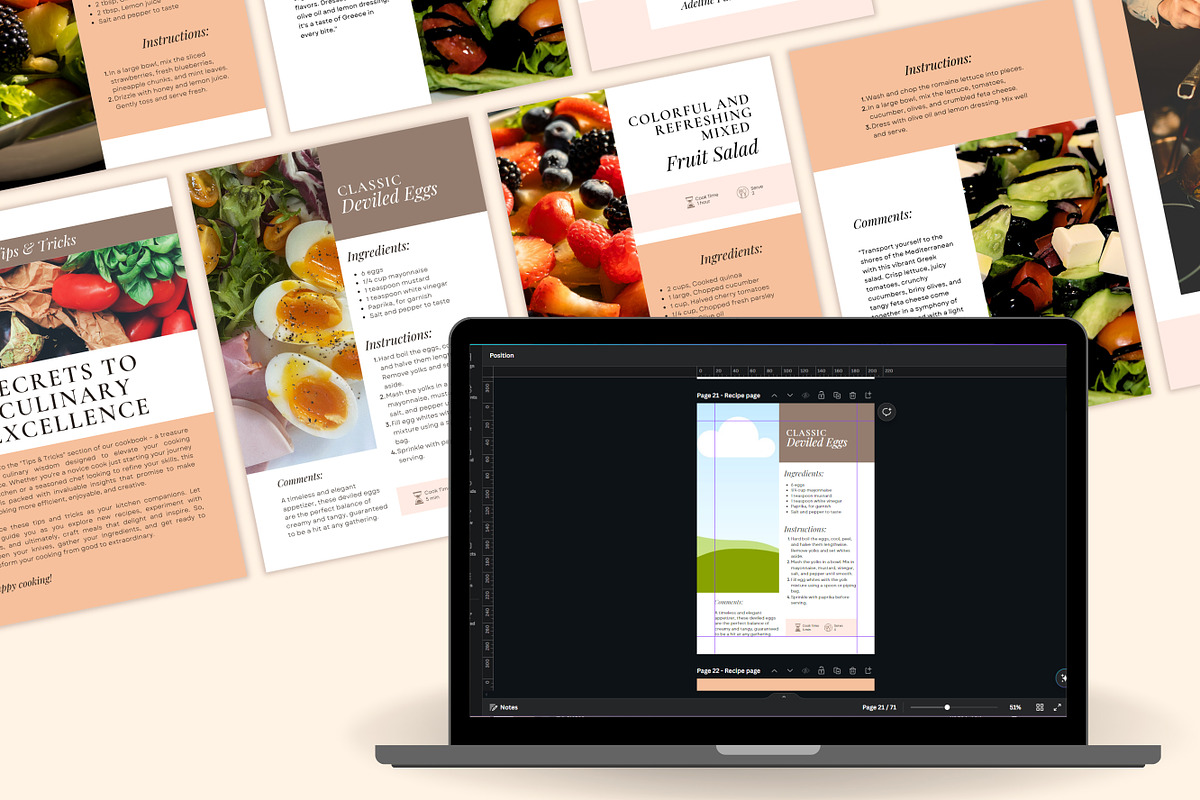70 Cookbook Pages Templates Canva, a Templates & Theme by TemplateCastleStore (Photo 7 of 10)