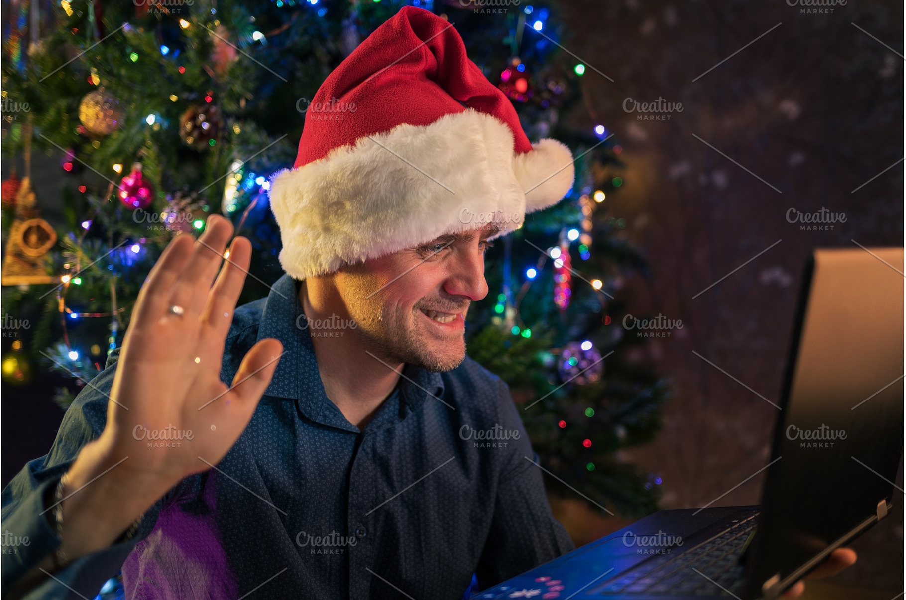 Happy man calling friends for, a Person Photo by Jan Jack Russo Media