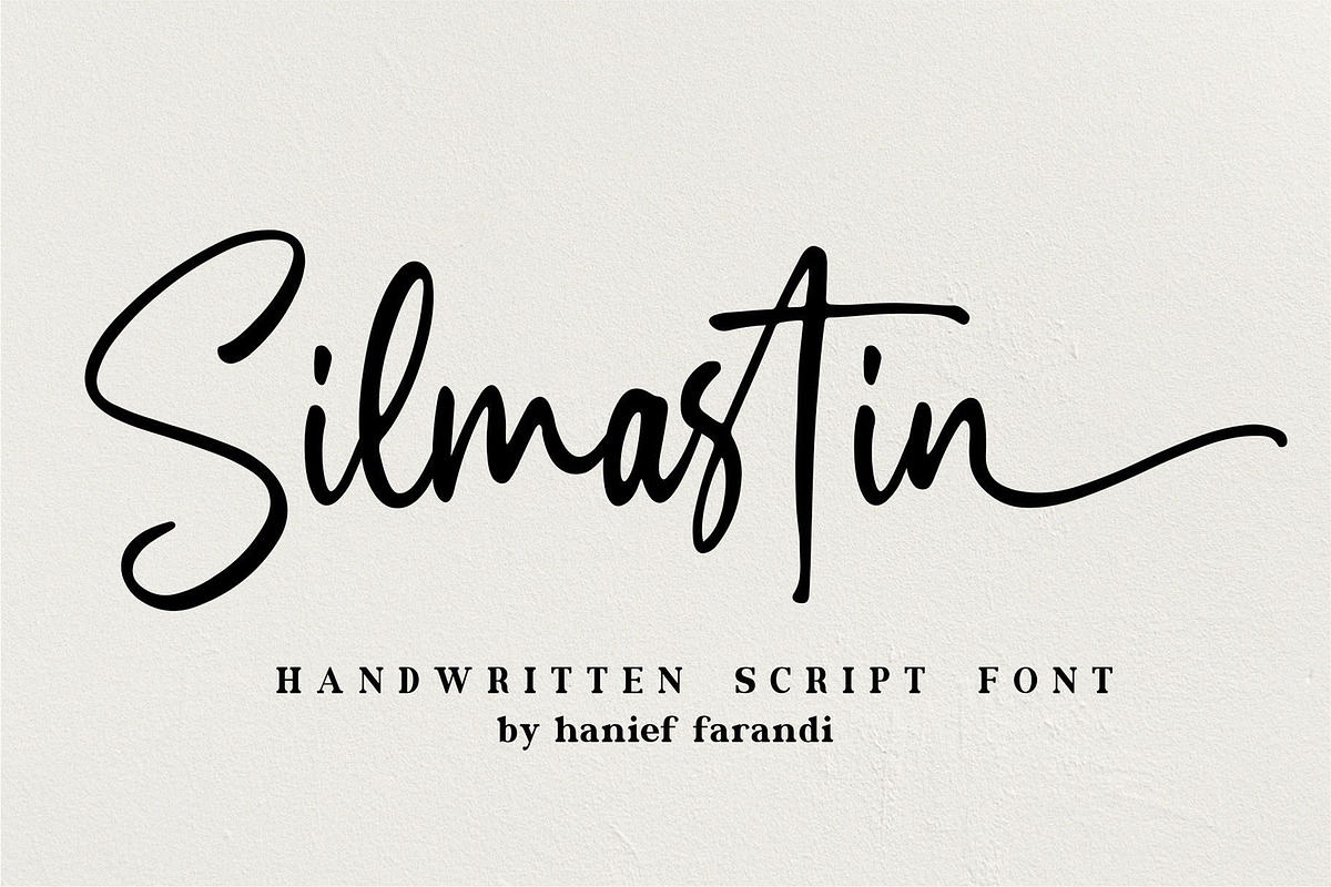 Silmastin. Handwritten script font