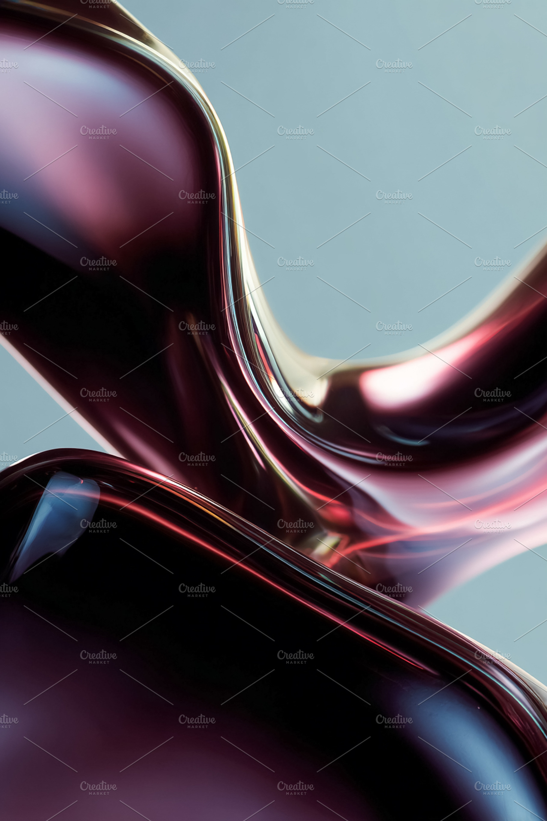 Abstract flowing waves of glossy magenta liquid merging and reflecting various, a Photo by Studio ANNA