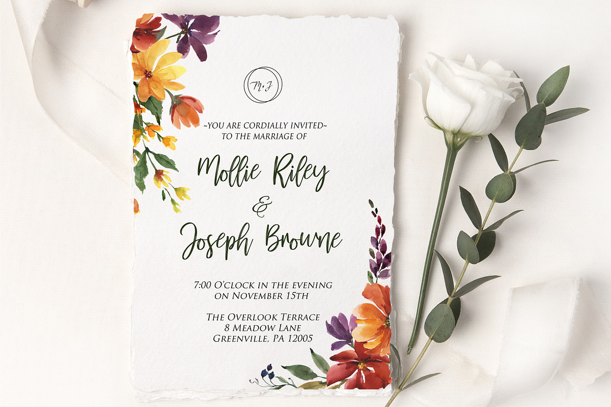 Watercolor Flowers, Burgundy & Gold, an Illustration by Graphic Blue Bird (Photo 4 of 6)
