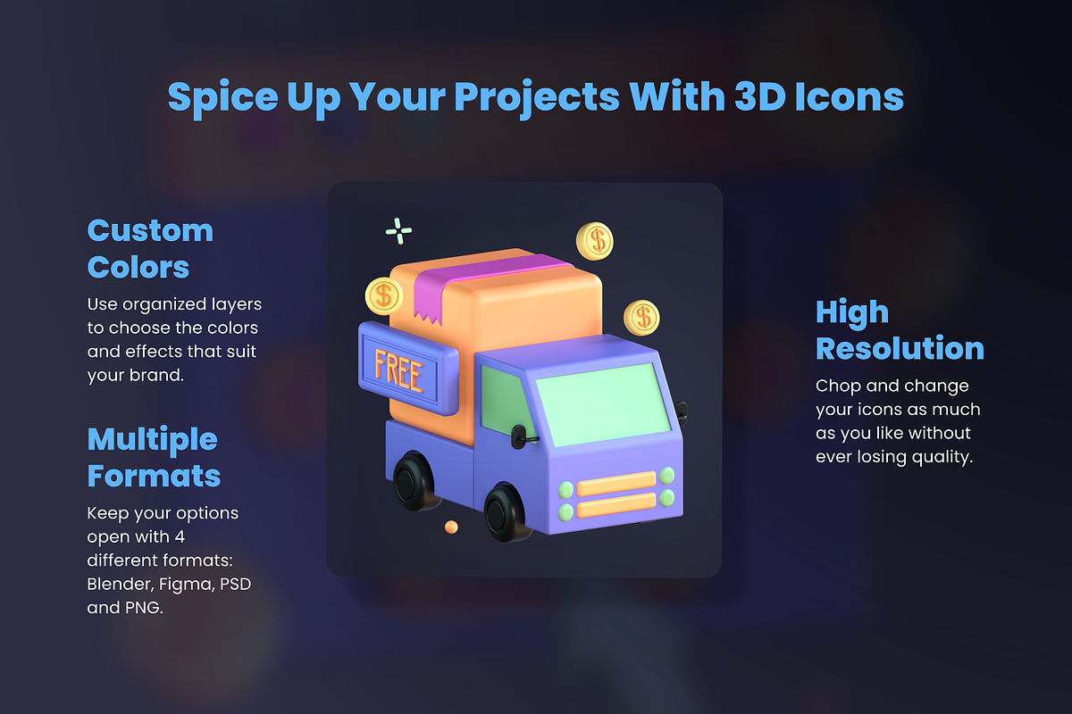 3D eCommerce Icon Set, an Object 3D Model by Flat Icons (Photo 4 of 8)
