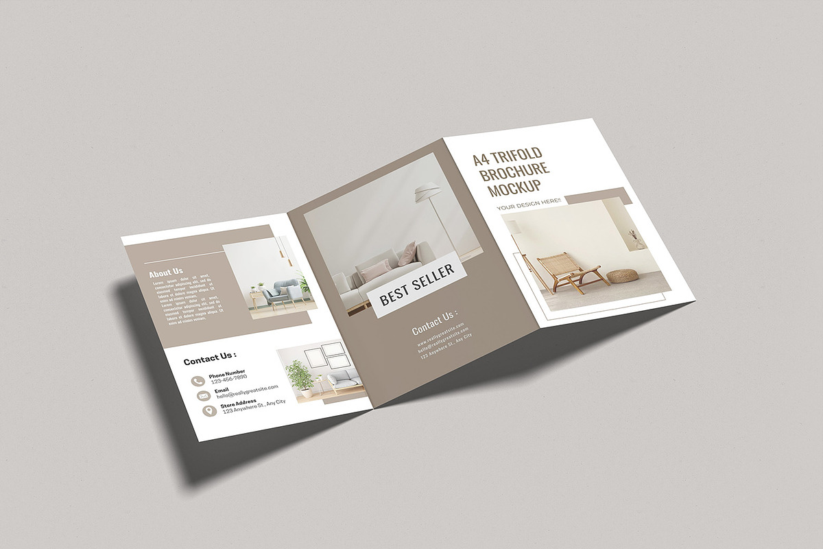 A4 Trifold Brochure Mockup, a Product Mockup by graphicsecond