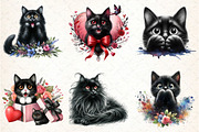 watercolor Black Cat Clipart, an Illustration by DreamCafeArt (Thumbnail 3 of 7)