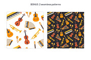 Musical Instruments Clipart + BONUS, an Object Illustration by mejorana (Thumbnail 3 of 5)