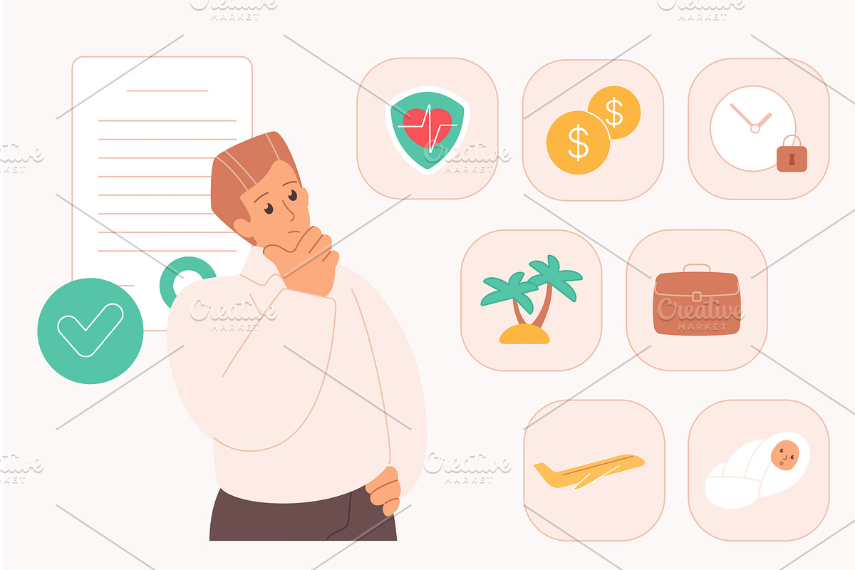 Employee benefits motivation bonuses, a Person Illustration by Lemberg Vector
