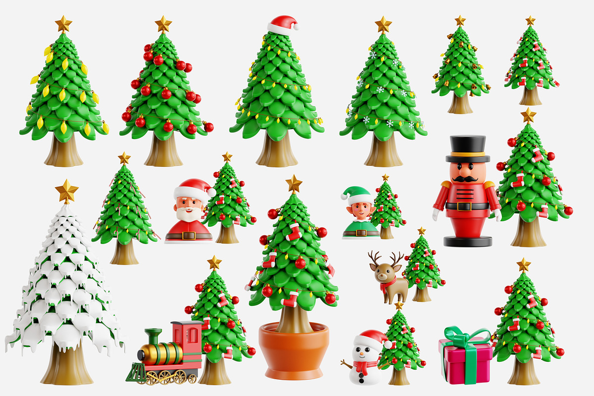 Decorated Tree 3D Icon Set, a Plants & Tree 3D Model by Eklip Studio (Photo 2 of 2)