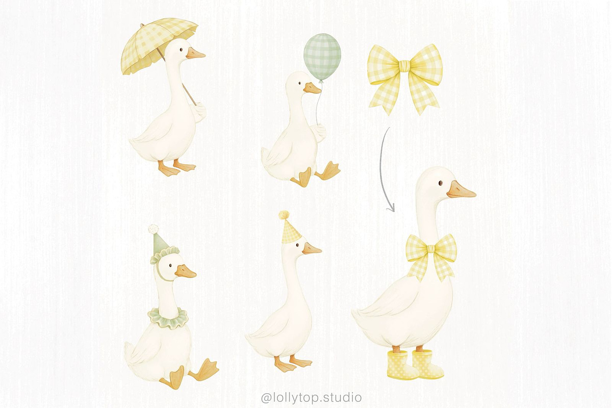 Silly goose and daisy - clipart, an Animal Illustration by Lolytop Studio (Photo 2 of 4)