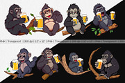 Gorilla Beer Day Clipart, a Graphic by Artnoy (Thumbnail 2 of 5)