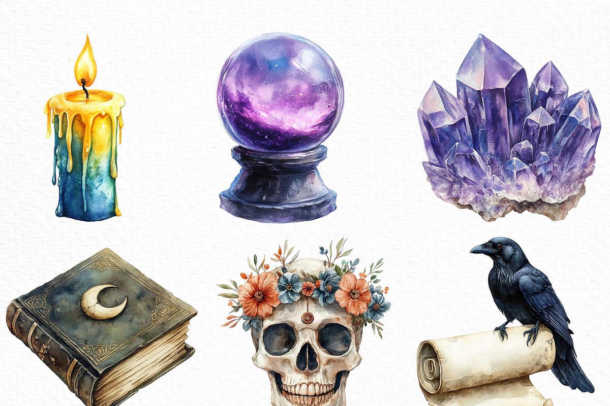 Watercolor Witch Clipart Bundle, an Illustration by Craft Nest (Photo 5 of 6)