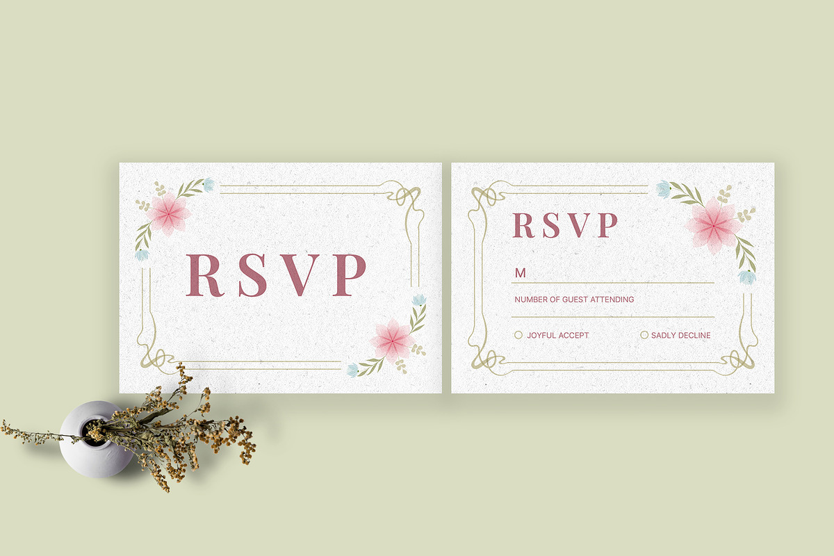 Floral Wedding Invitation Suite, an Invitation Template by Neermana (Photo 3 of 4)