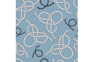 Navy rope seamless pattern. Curved, an Illustration by YummyBuum