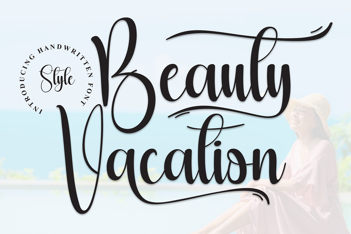 Beauty Vacation | Script Font, a Handwritten Font by Scratchones (Photo 1 of 9)