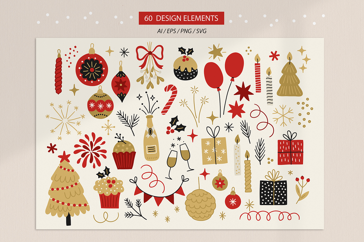 Christmas Party Kit, a Seasonal Illustration by miumiu (Photo 5 of 15)