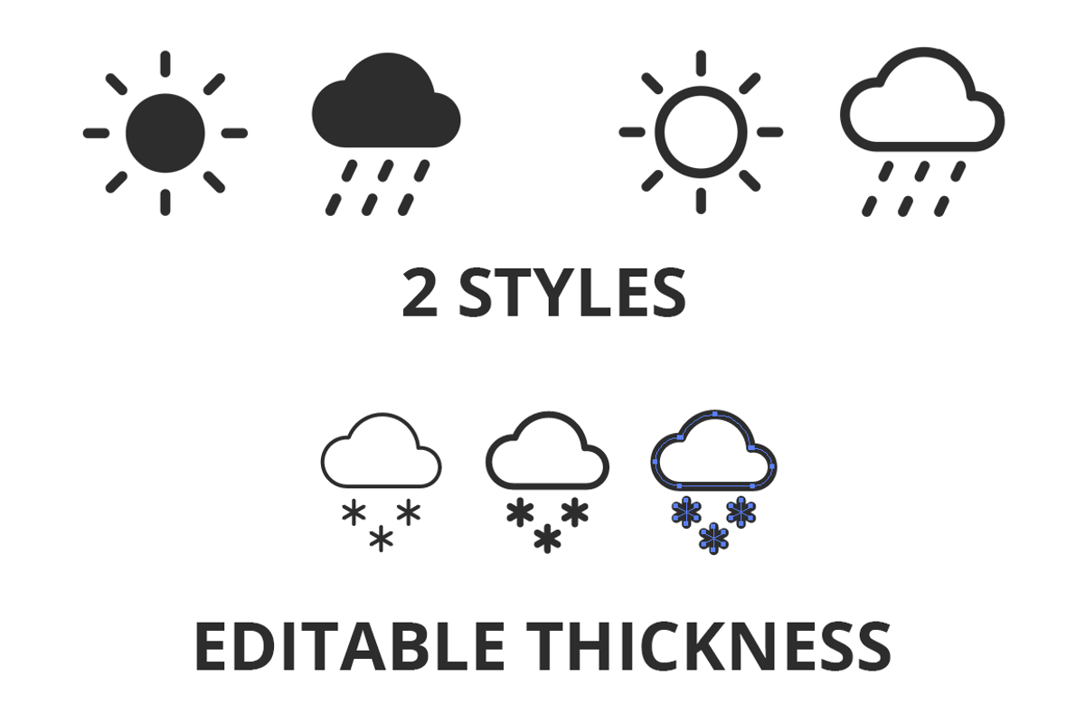 Weather icons set, an Outline Icon by Irina Mir