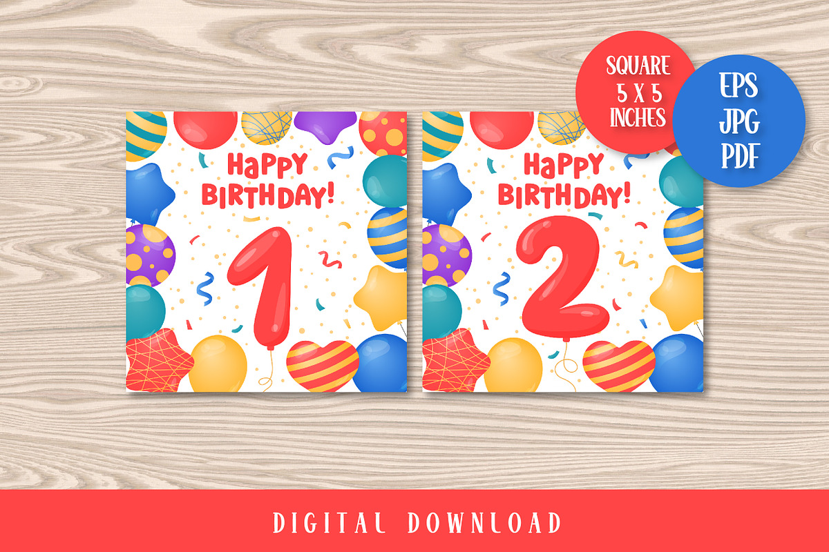 Happy Birthday Greeting Cards Square, a Card Template by AnnaViolet_store (Photo 2 of 9)