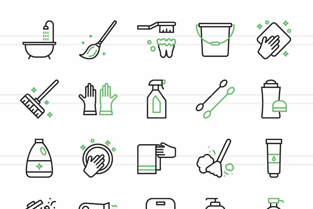 Hygiene Routine Green & Black Icons, an Icon by IconBunny (Photo 2 of 2)