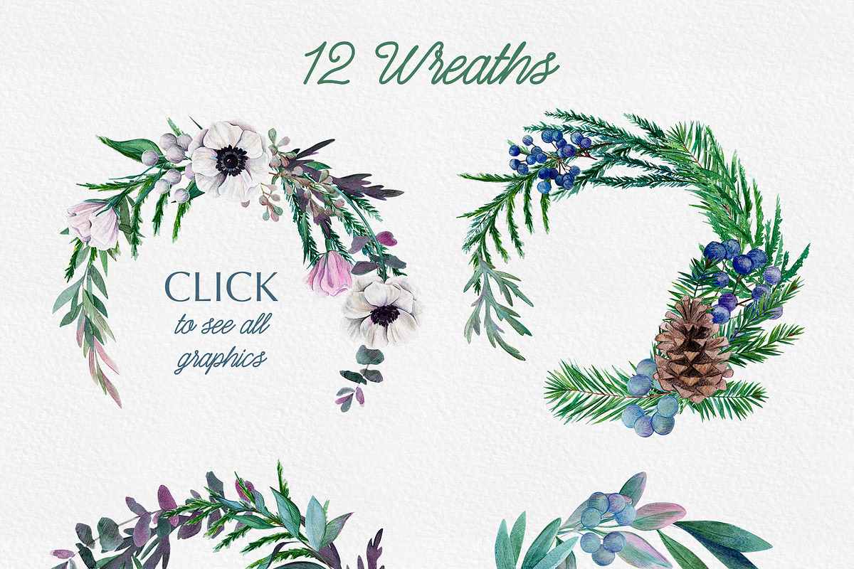 Winter wedding watercolor flowers, an Object Graphic by JSolomatina (Photo 5 of 10)