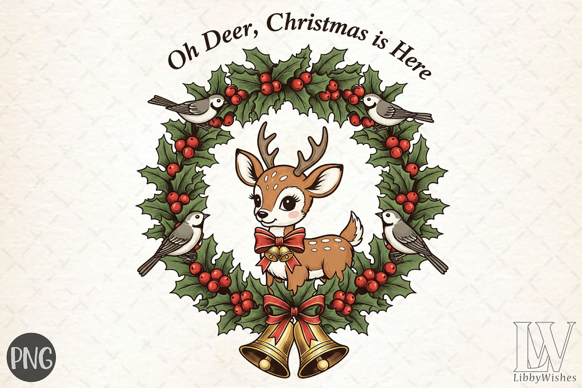 Vintage Christmas PNG, Deer, a Graphic by Libby Wishes (Photo 1 of 6)