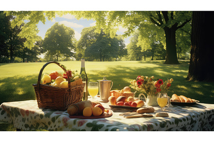 food picnic poster ai generated, a Nature Photo by pikepicture