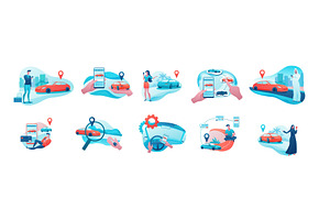 Car share illustration set