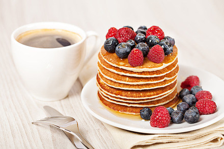 Stack of pancakes with berries breakfast stock photo containing background preview 6