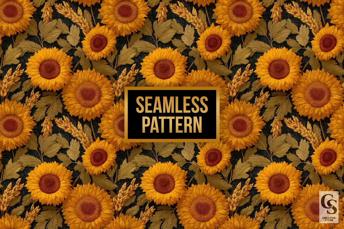 Wheat & Sunflowers Digital Papers, a Pattern Graphic by Creative Store (Photo 5 of 5)