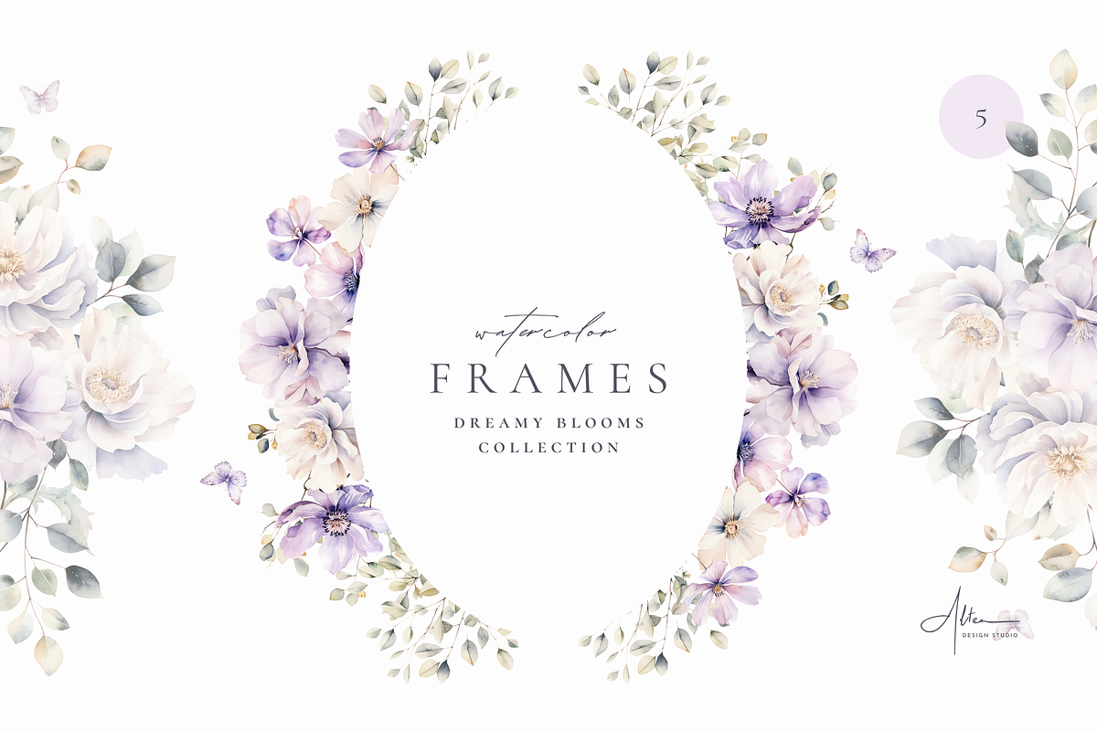 Dreamy Florals Watercolor Clipart, a Decorative Illustration by Altea Design Studio (Photo 9 of 19)