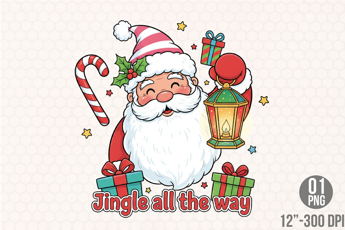 cute santa pink christmas, christmas, an Illustration by Designking (Photo 2 of 6)