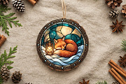 Stained Glass Fox Ornament Art, a Seasonal Illustration by CrexoraLab (Thumbnail 2 of 3)