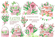 Easter watercolor set. Happy Easter!, an Illustration by SabinaWatercolorArt (Thumbnail 3 of 16)