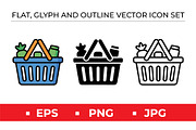Shopping Basket Vector Icon Set, an Outline Icon by Artonix (Thumbnail 1 of 2)