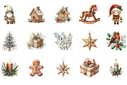 Watercolor Neutral Christmas Clipart, an Illustration by Designworld (Thumbnail 2 of 6)