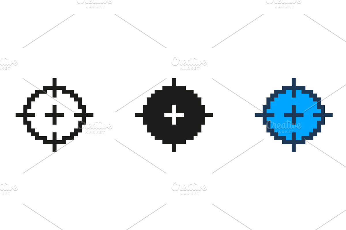Pixelated Target Icon Set, an Object Illustration by Gentle Studio