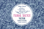 Floral Sketch Seamless Textures, a Pattern Graphic by kisikoida (Thumbnail 1 of 4)