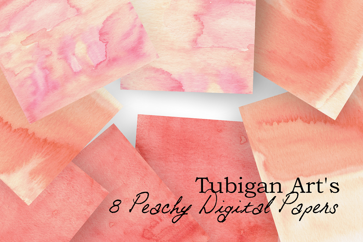 8 Peachy Watercolor Textures, a Texture Graphic by Tubigan Art (Photo 1 of 2)