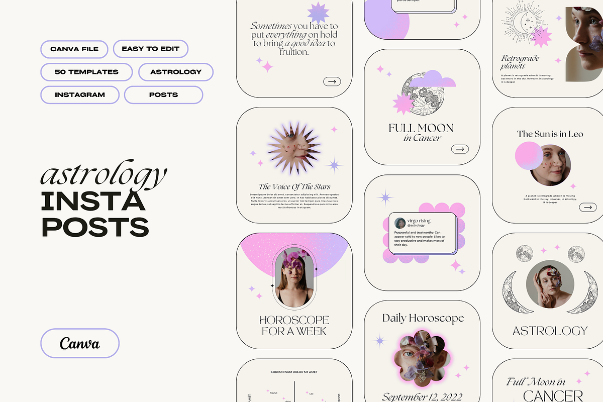 Astrology Instagram Post Templates, a Social Media Template by marmaries (Photo 1 of 6)